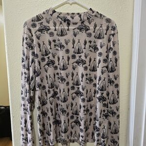 Western Patterned Mesh Long Sleeve Women's Top